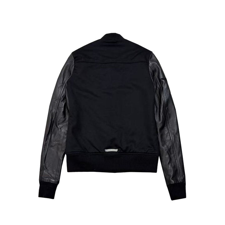 Chrome Hearts Stars Patch Leather Sleeve Wool Varsity Jacket - SHENGLI ROAD MARKET