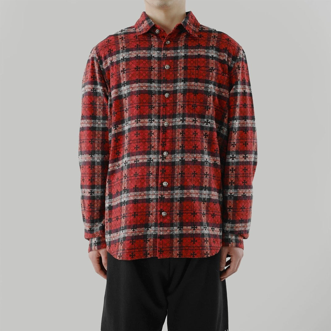Chrome Hearts Work Dog BK&Rd Cross Print Plaid Flannel Shirt SHENGLI ROAD MARKET Chrome Hearts Work Dog BK&Rd Cross Print Plaid Flannel Shirt SHENGLI ROAD MARKET