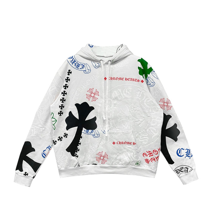 Chrome Hearts Stencil Multi Cross & Horseshoe Pullover Hoodie - SHENGLI ROAD MARKET