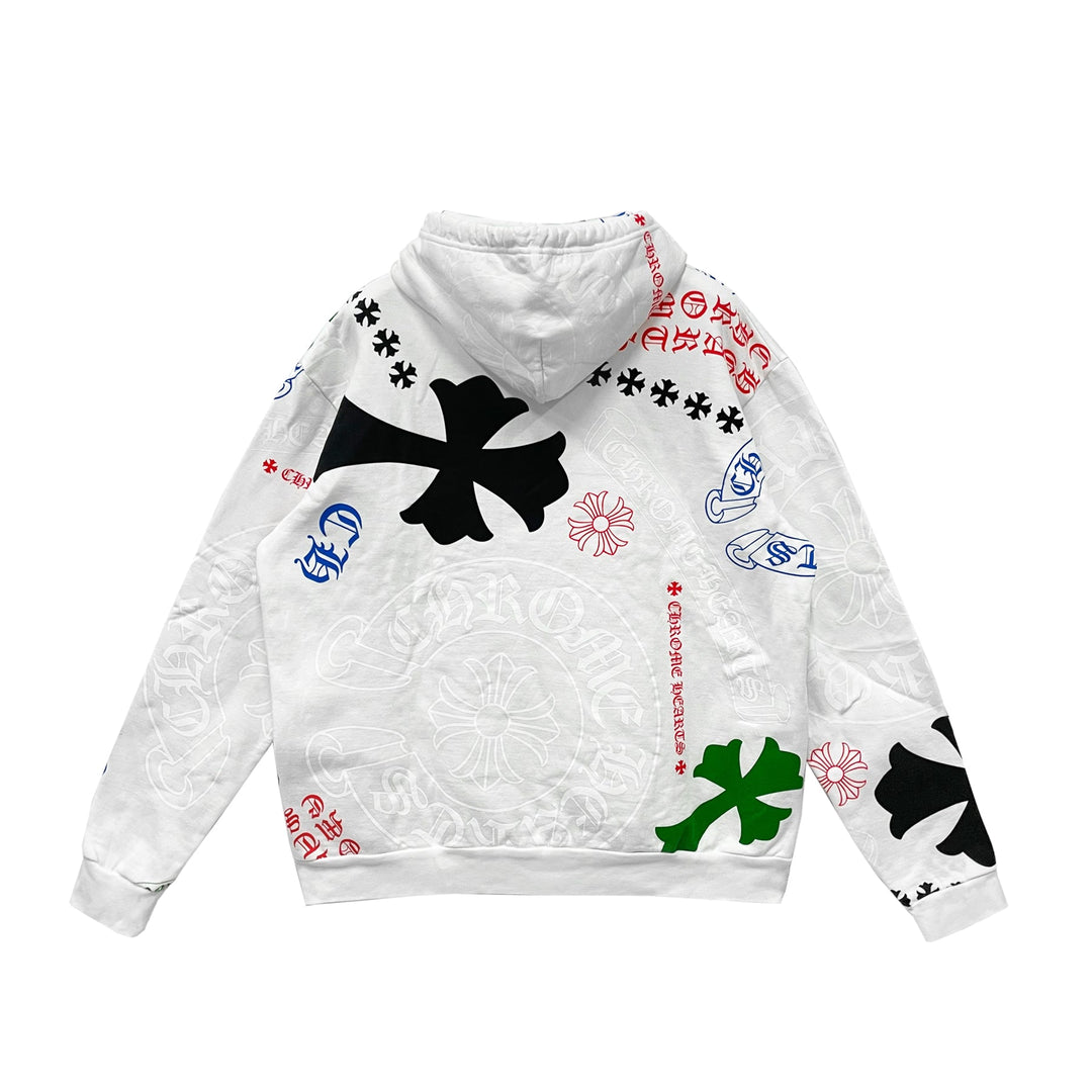 Chrome Hearts Stencil Multi Cross & Horseshoe Pullover Hoodie - SHENGLI ROAD MARKET