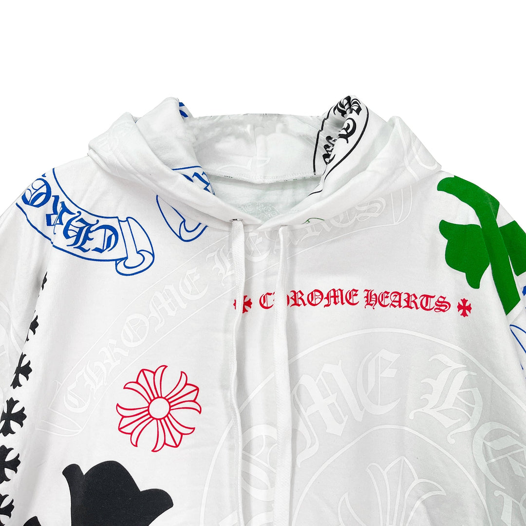 Chrome Hearts Stencil Multi Cross & Horseshoe Pullover Hoodie - SHENGLI ROAD MARKET
