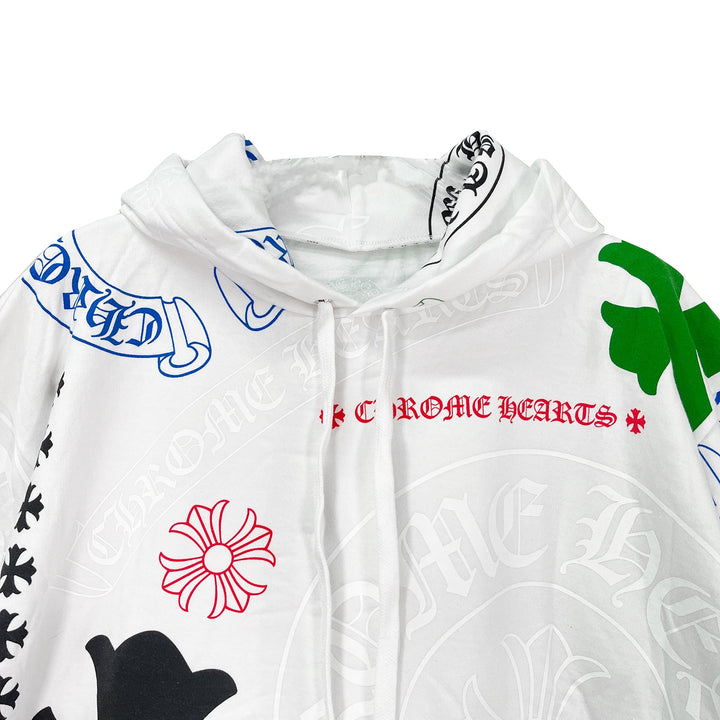 Chrome Hearts Stencil Multi Cross & Horseshoe Pullover Hoodie - SHENGLI ROAD MARKET