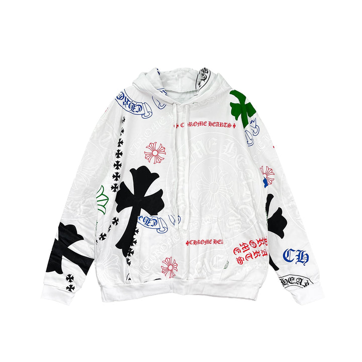 Chrome Hearts Stencil Multi Cross & Horseshoe Pullover Hoodie - SHENGLI ROAD MARKET