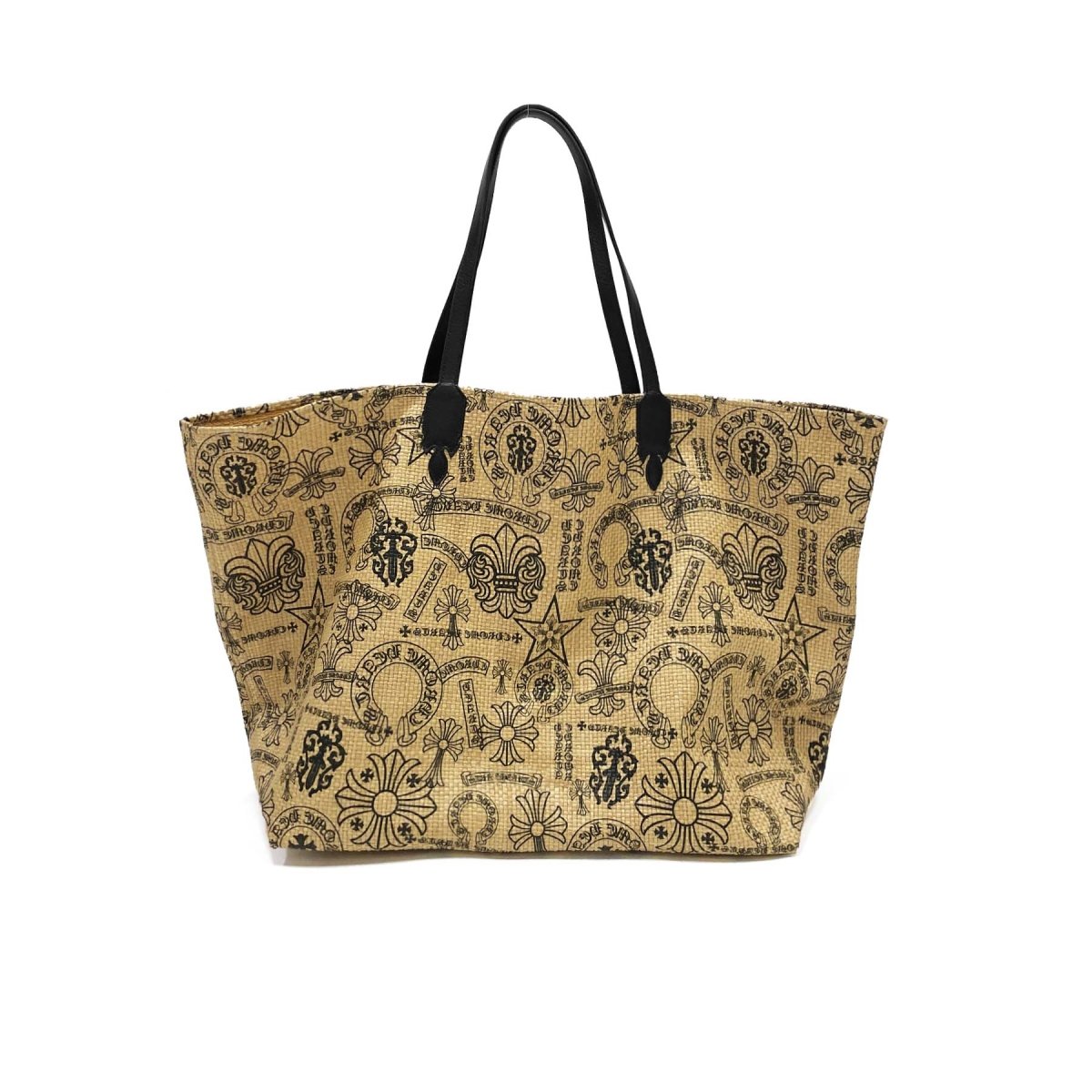 クロムハーツ CHROME HEARTS HORSESHOE BEACH BAG Chrome Hearts Straw Beige Horseshoe Logo Small-Tote Bag