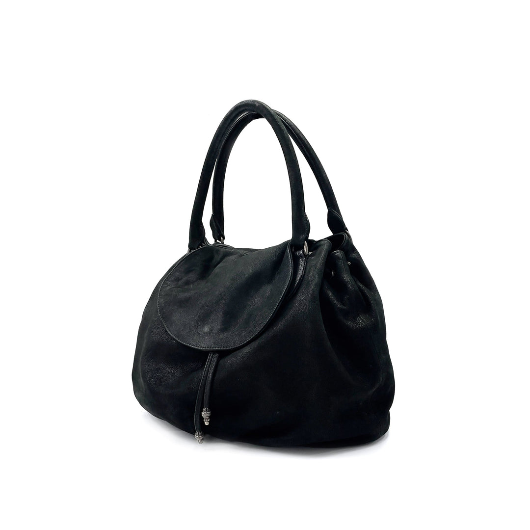 Chrome Hearts Studed Drawstring Black Flap Bag - SHENGLI ROAD MARKET