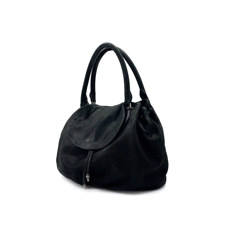 Chrome Hearts Studed Drawstring Black Flap Bag - SHENGLI ROAD MARKET