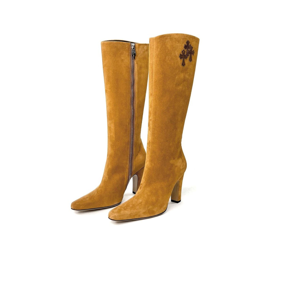 Chrome Hearts Sugar Jones Cross Suede Knee - High Boots - SHENGLI ROAD MARKET