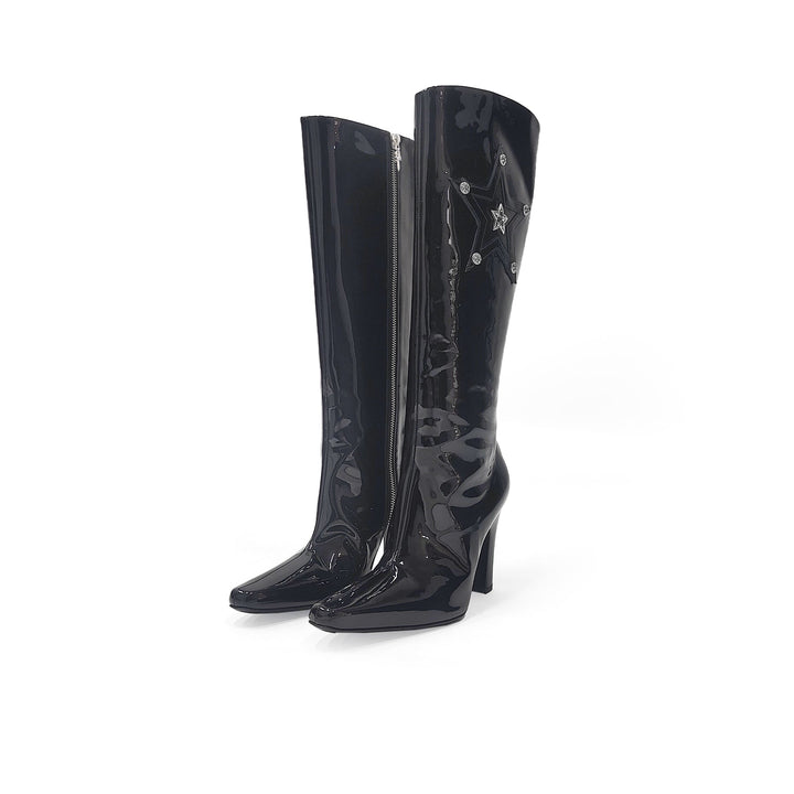 Chrome Hearts Sugar Jones Glitter Star Patent Knee-High Boots - SHENGLI ROAD MARKET