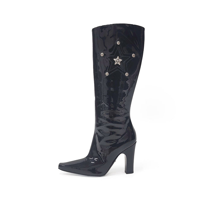 Chrome Hearts Sugar Jones Glitter Star Patent Knee - High Boots - SHENGLI ROAD MARKET