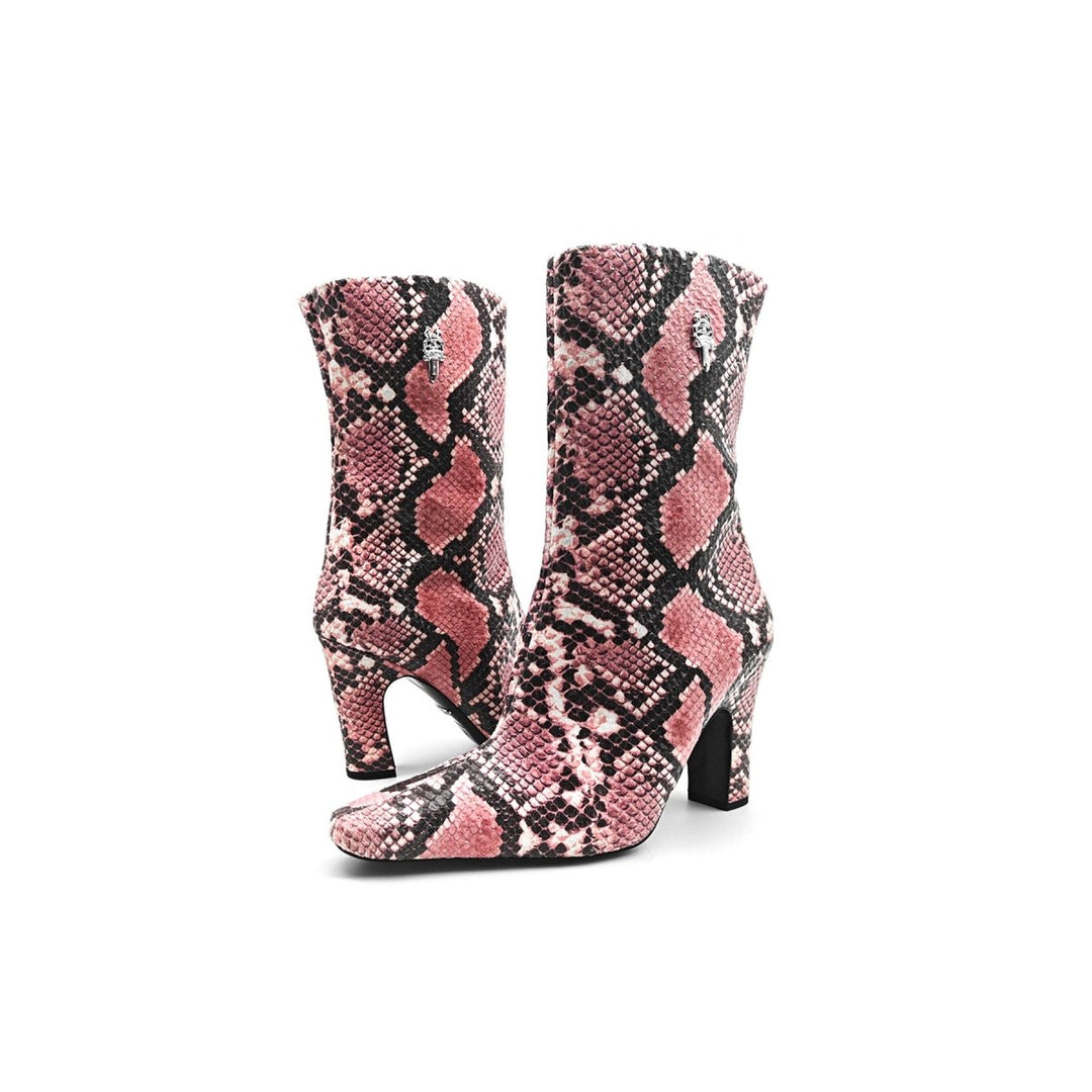 Chrome Hearts Sugar Jones Silver Dagger Snakeskin High Heel Mid Boots - SHENGLI ROAD MARKET