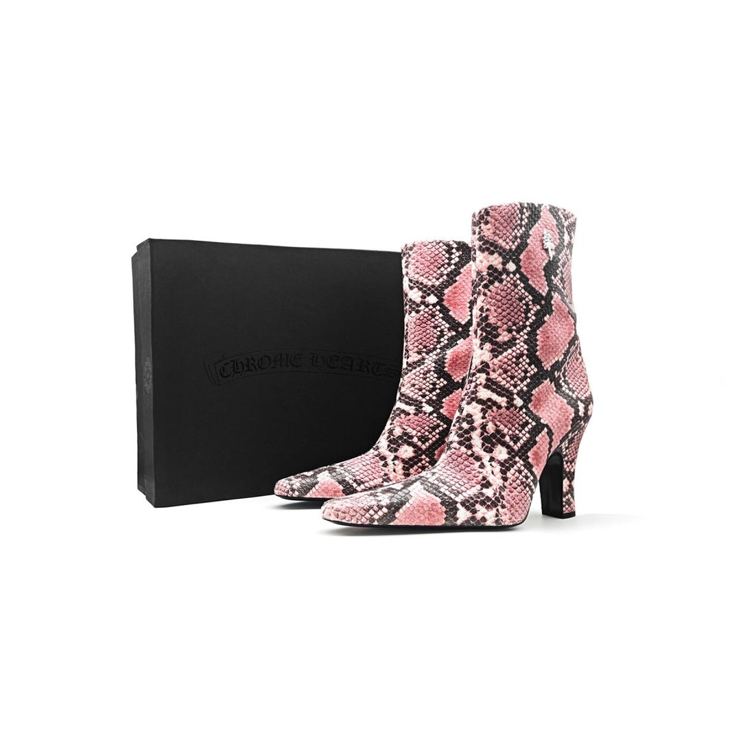 Chrome Hearts Sugar Jones Silver Dagger Snakeskin High Heel Mid Boots - SHENGLI ROAD MARKET