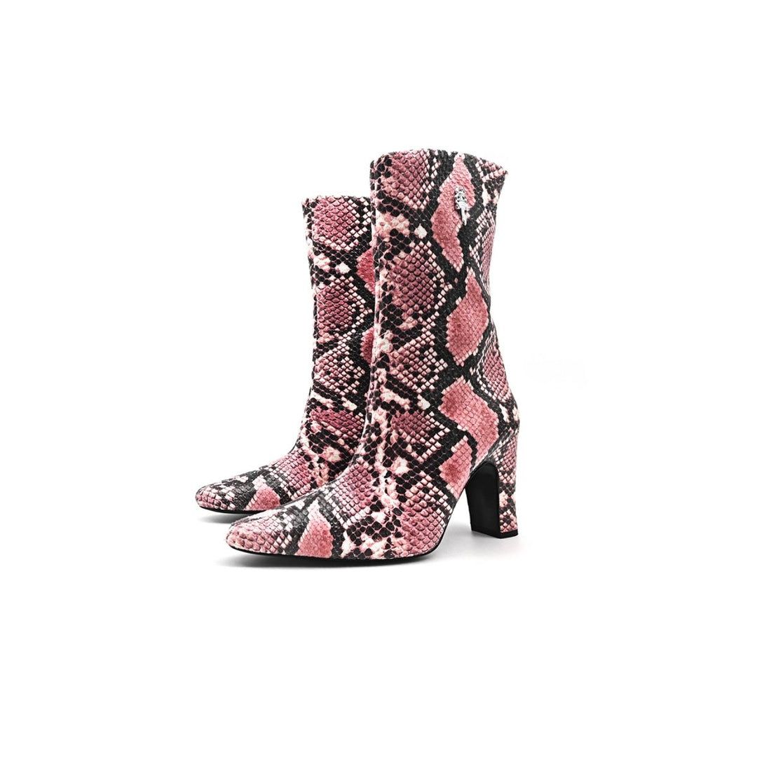 Chrome Hearts Sugar Jones Silver Dagger Snakeskin High Heel Mid Boots - SHENGLI ROAD MARKET