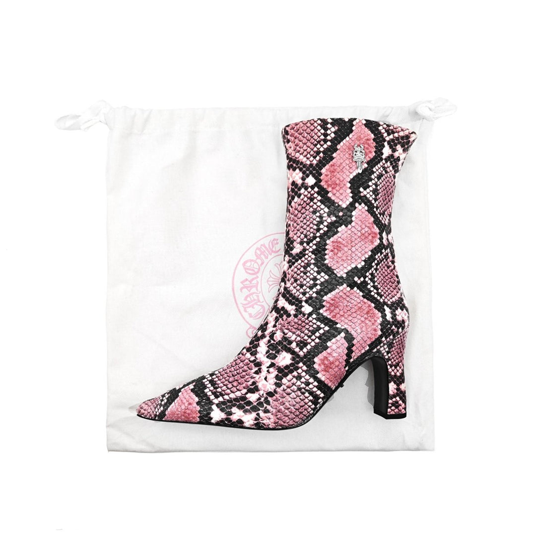 Chrome Hearts Sugar Jones Silver Dagger Snakeskin High Heel Mid Boots - SHENGLI ROAD MARKET