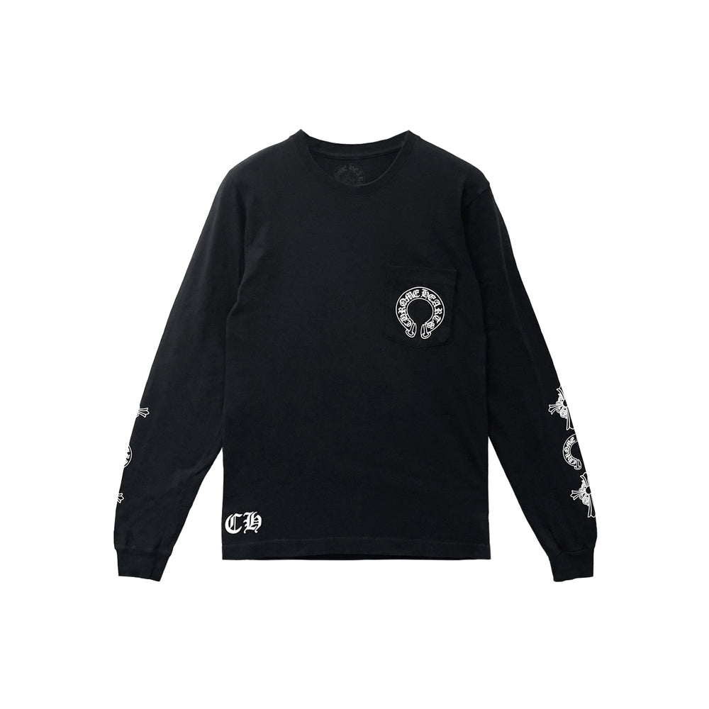 Chrome Hearts T-Bar Multi Cross Floral Black Long Sleeve Tee - SHENGLI ROAD MARKET