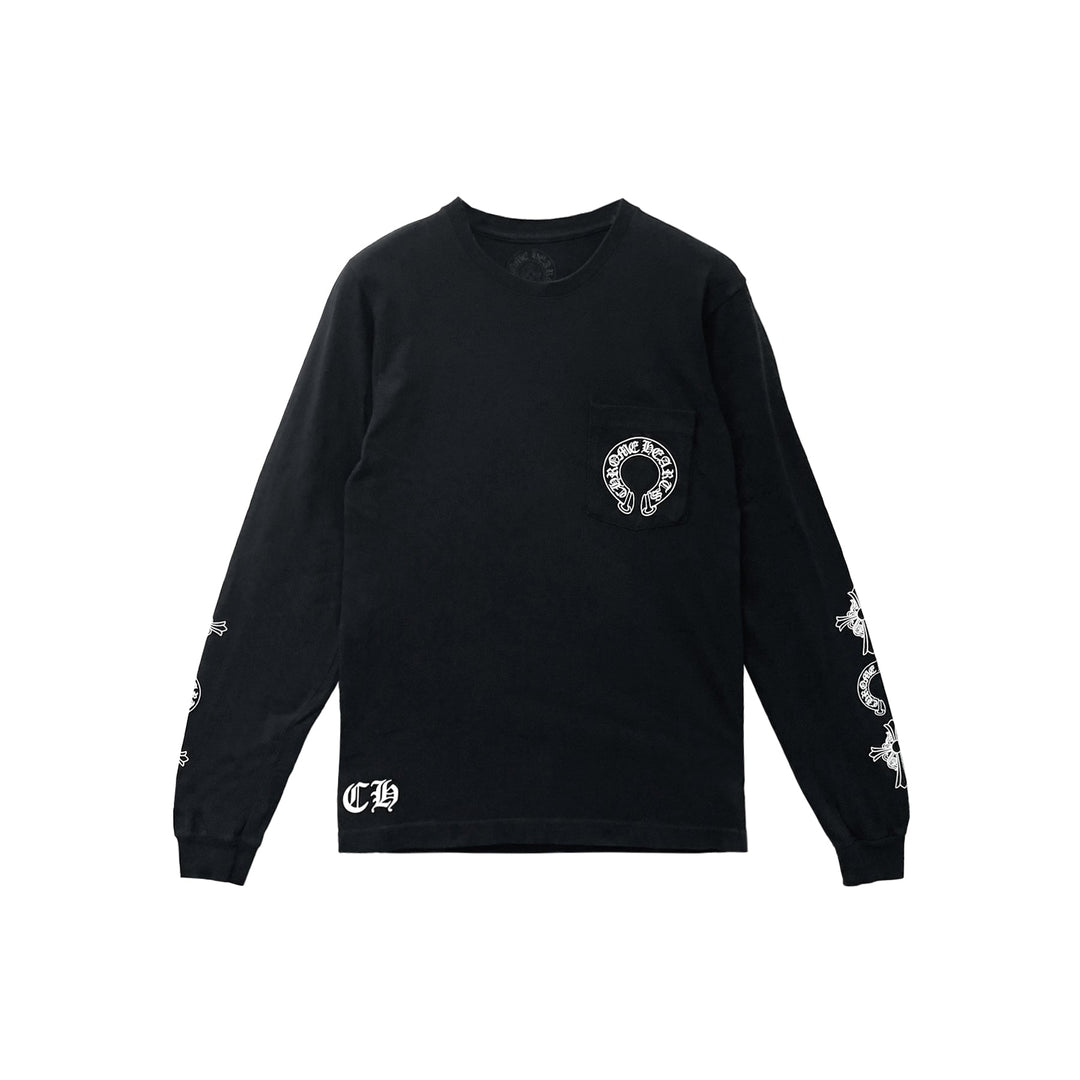 Chrome Hearts T-Bar Multi Cross Floral Black Long Sleeve Tee - SHENGLI ROAD MARKET