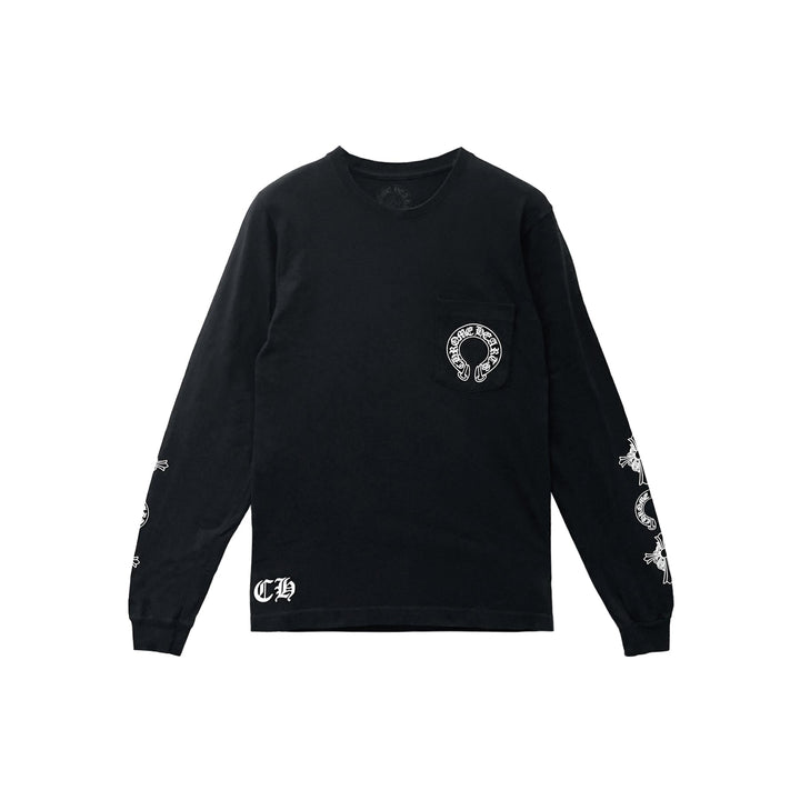 Chrome Hearts T-Bar Multi Cross Floral Black Long Sleeve Tee - SHENGLI ROAD MARKET