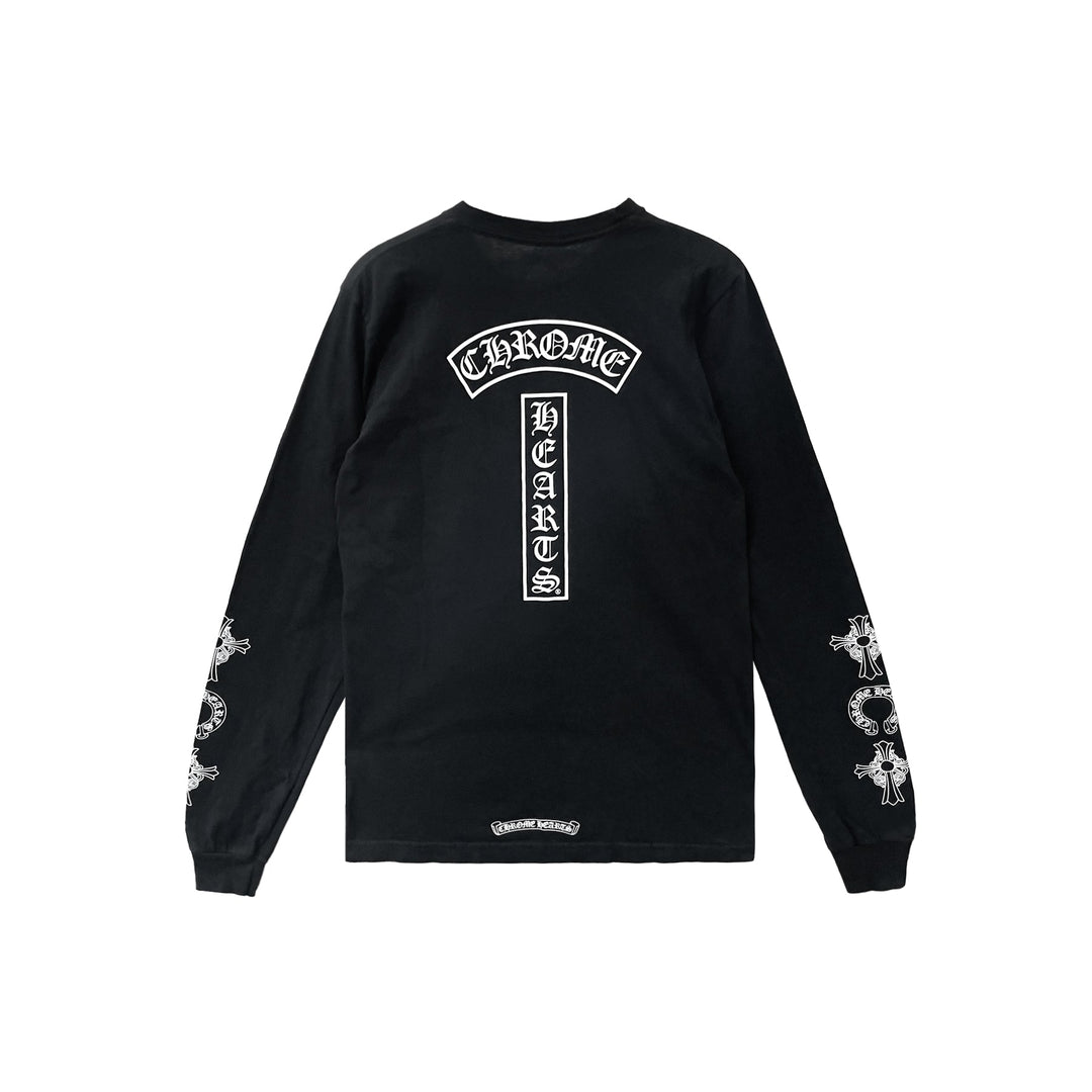 Chrome Hearts T-Bar Multi Cross Floral Black Long Sleeve Tee - SHENGLI ROAD MARKET