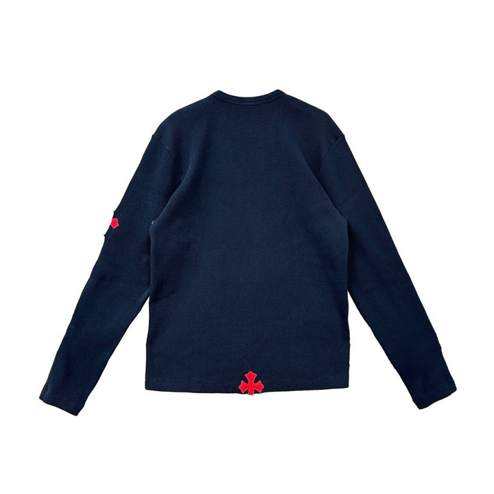 CHROME HEARTS (クロムハーツ) サーマルレッドレザークロスパッチロングスリーブTシャツ