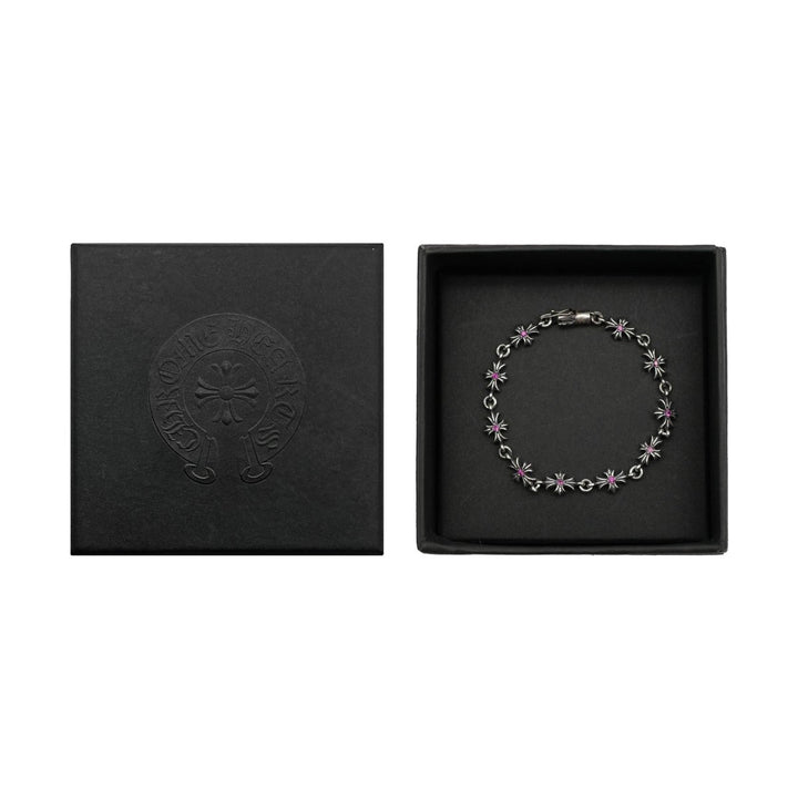 Chrome Hearts Tiny E Silver Pink Diamonds Cross Bracelet - SHENGLI ROAD MARKET