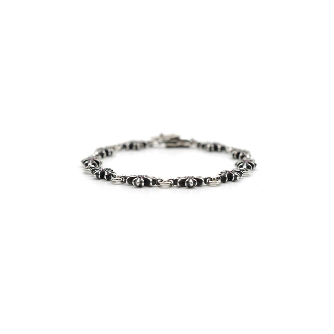 Chrome Hearts Tiny E Silver Pink Diamonds Cross Bracelet - SHENGLI ROAD MARKET