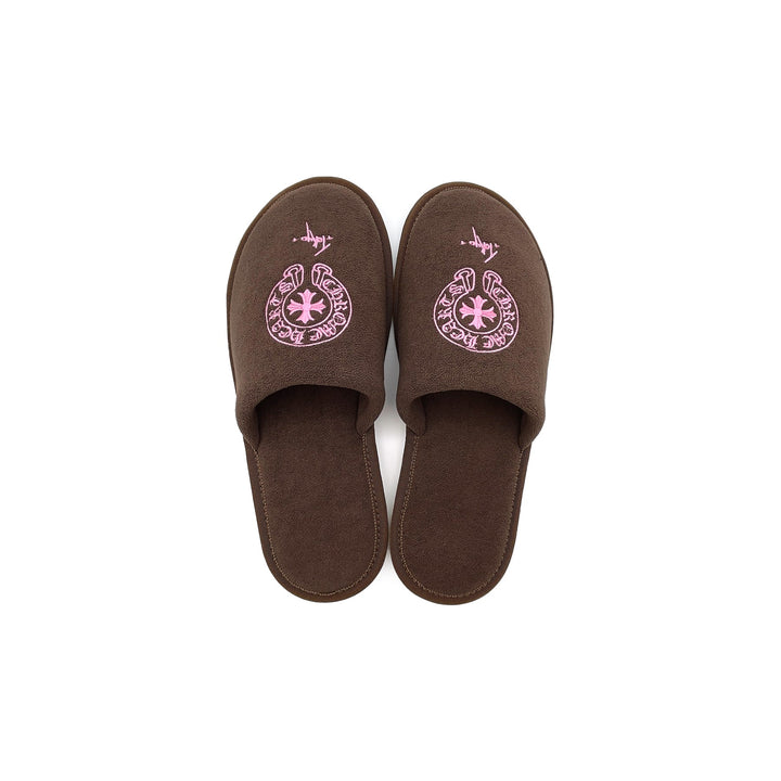Chrome Hearts Tokyo Exclusive Horseshoe Embroidered Brown Slippers - SHENGLI ROAD MARKET