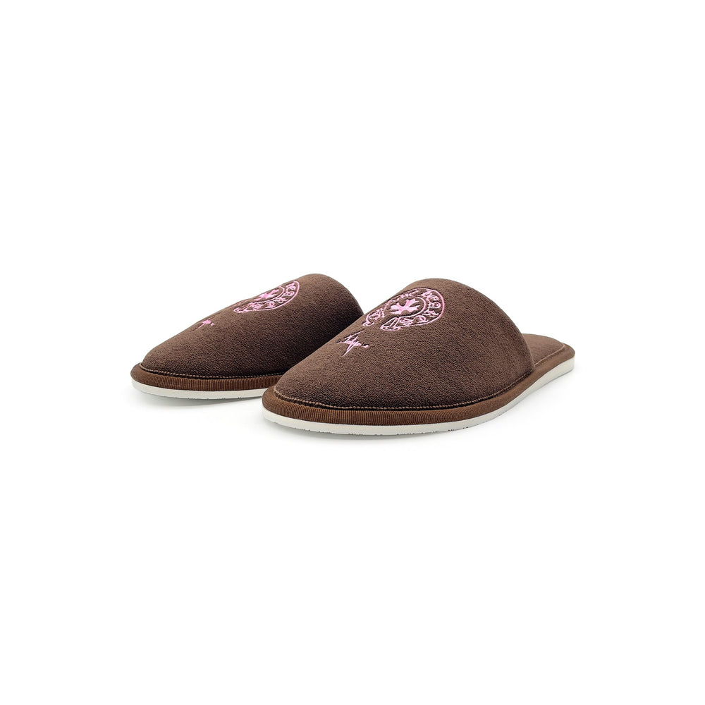 Chrome Hearts Tokyo Exclusive Horseshoe Embroidered Brown Slippers - SHENGLI ROAD MARKET