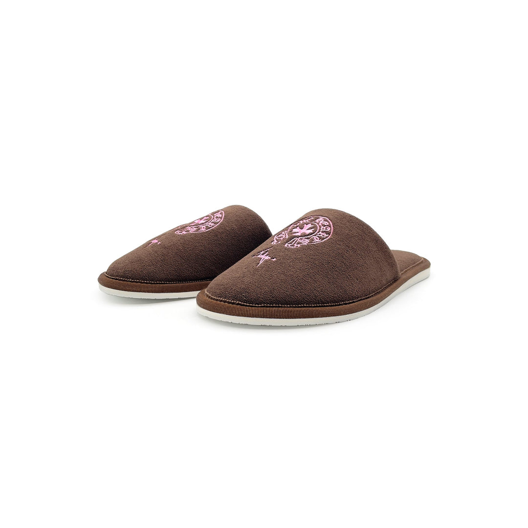 Chrome Hearts Tokyo Exclusive Horseshoe Embroidered Brown Slippers - SHENGLI ROAD MARKET