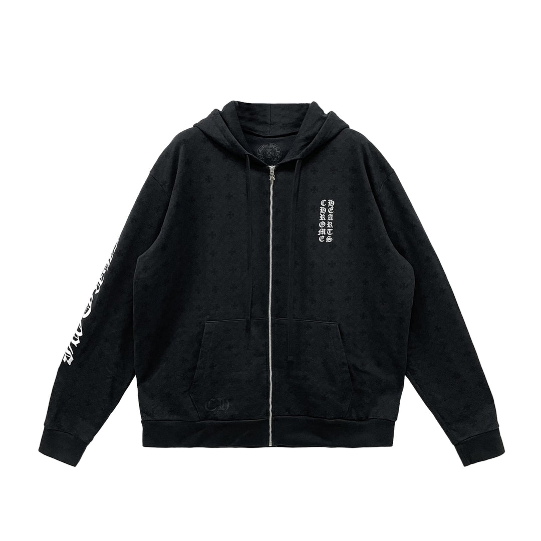 Chrome Hearts Tonal Monogram Cross Horseshoe Zip Up Hoodie - SHENGLI ROAD MARKET