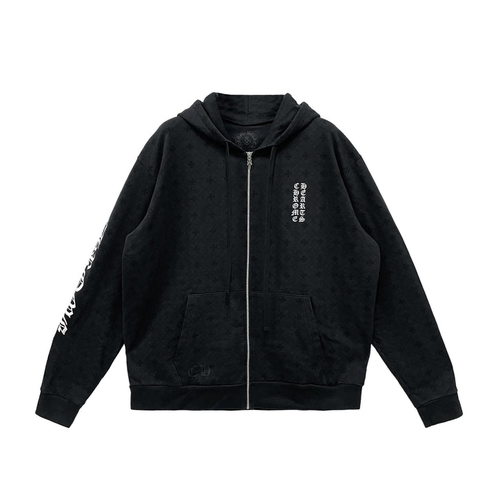 Chrome Hearts Tonal Monogram Cross Horseshoe Zip Up Hoodie - SHENGLI ROAD MARKET
