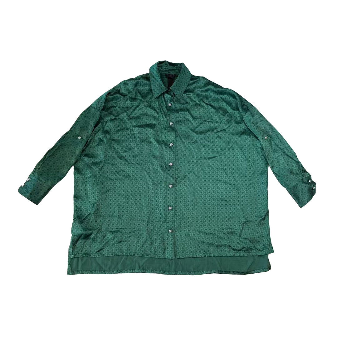 Chrome Hearts Tonal Monogram Cross Silk Malhal Kita Shirt - SHENGLI ROAD MARKET