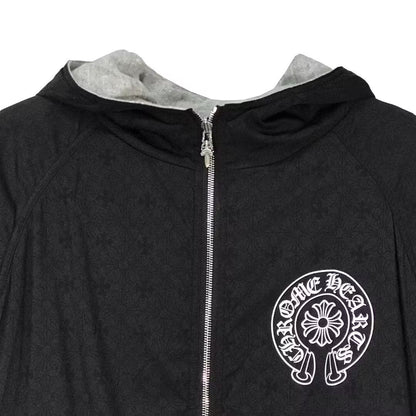 Chrome Hearts Tonal Monogram Horseshoe Logo Zip Up Hoodie - SHENGLI ROAD MARKET