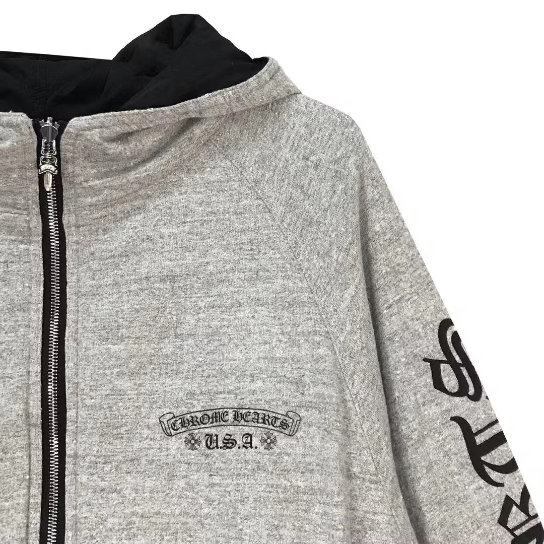 Chrome Hearts Tonal Monogram Horseshoe Logo Zip Up Hoodie - SHENGLI ROAD MARKET