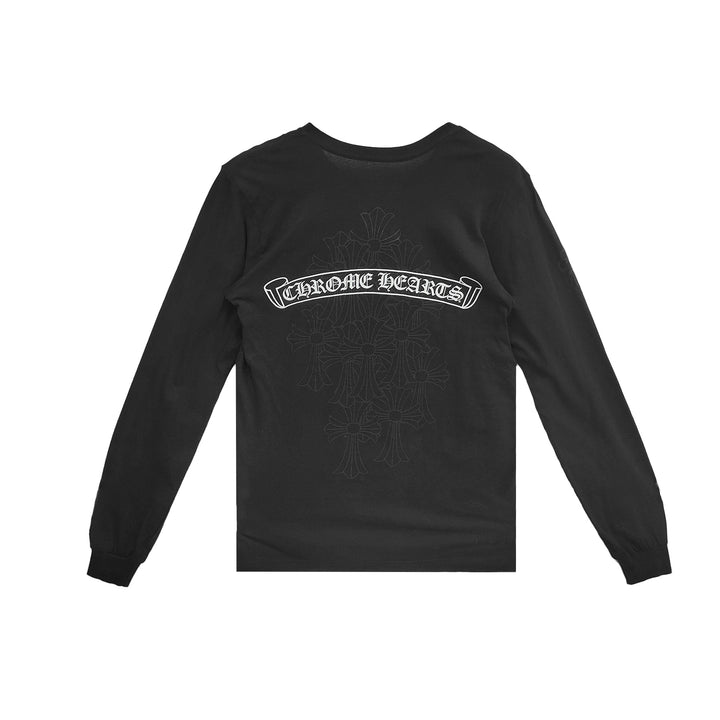 Chrome Hearts Tonal Scroll Label Cemetery Cross Long Sleeve T-Shirt Tee - SHENGLI ROAD MARKET