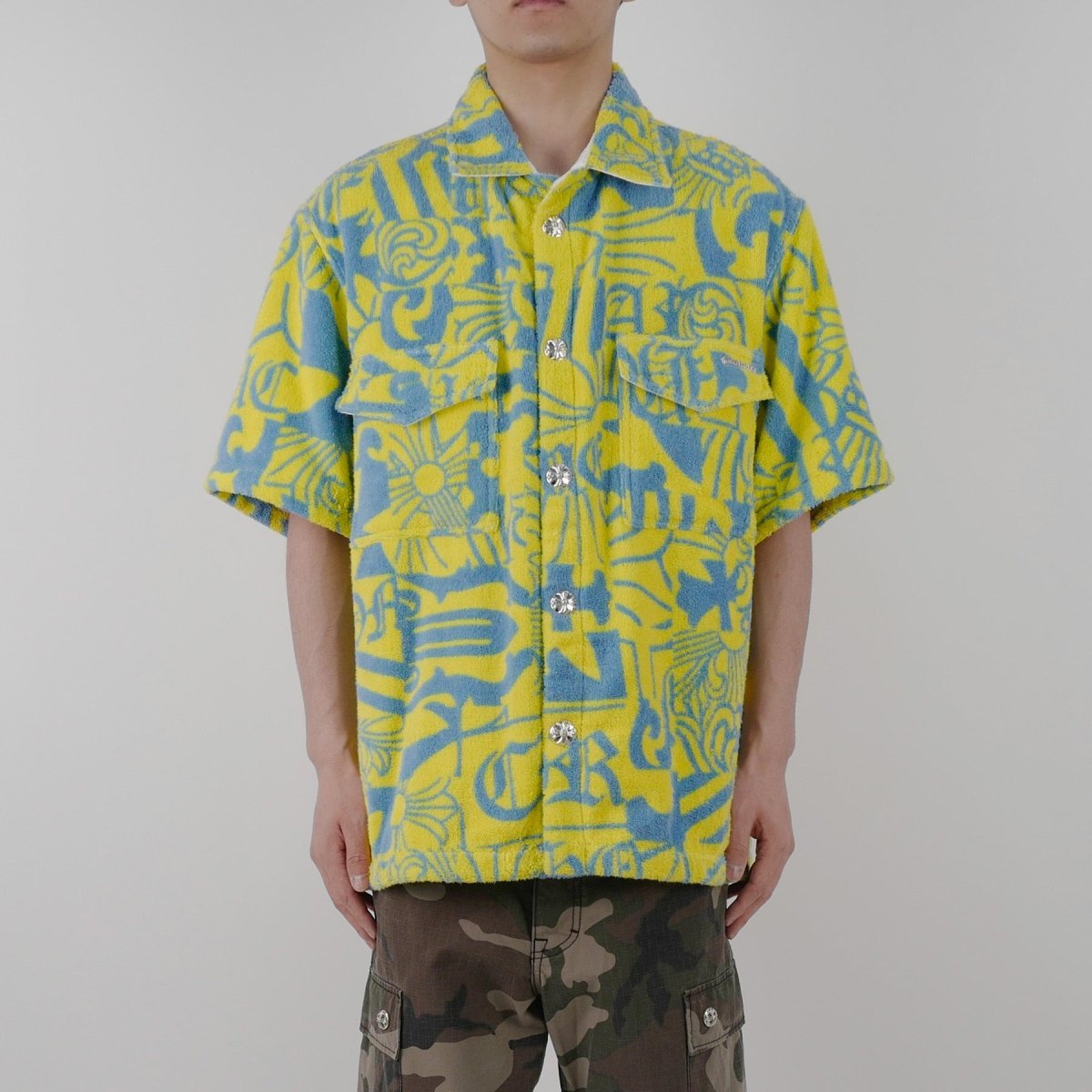 Chrome Hearts Towel Silver Button Short Sleeve Shirt - SRM