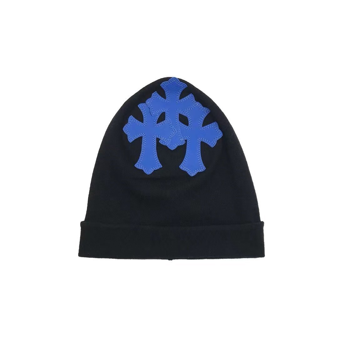 Chrome Hearts Triple Blue Cross Patch Cashmere Beanie - SHENGLI ROAD MARKET