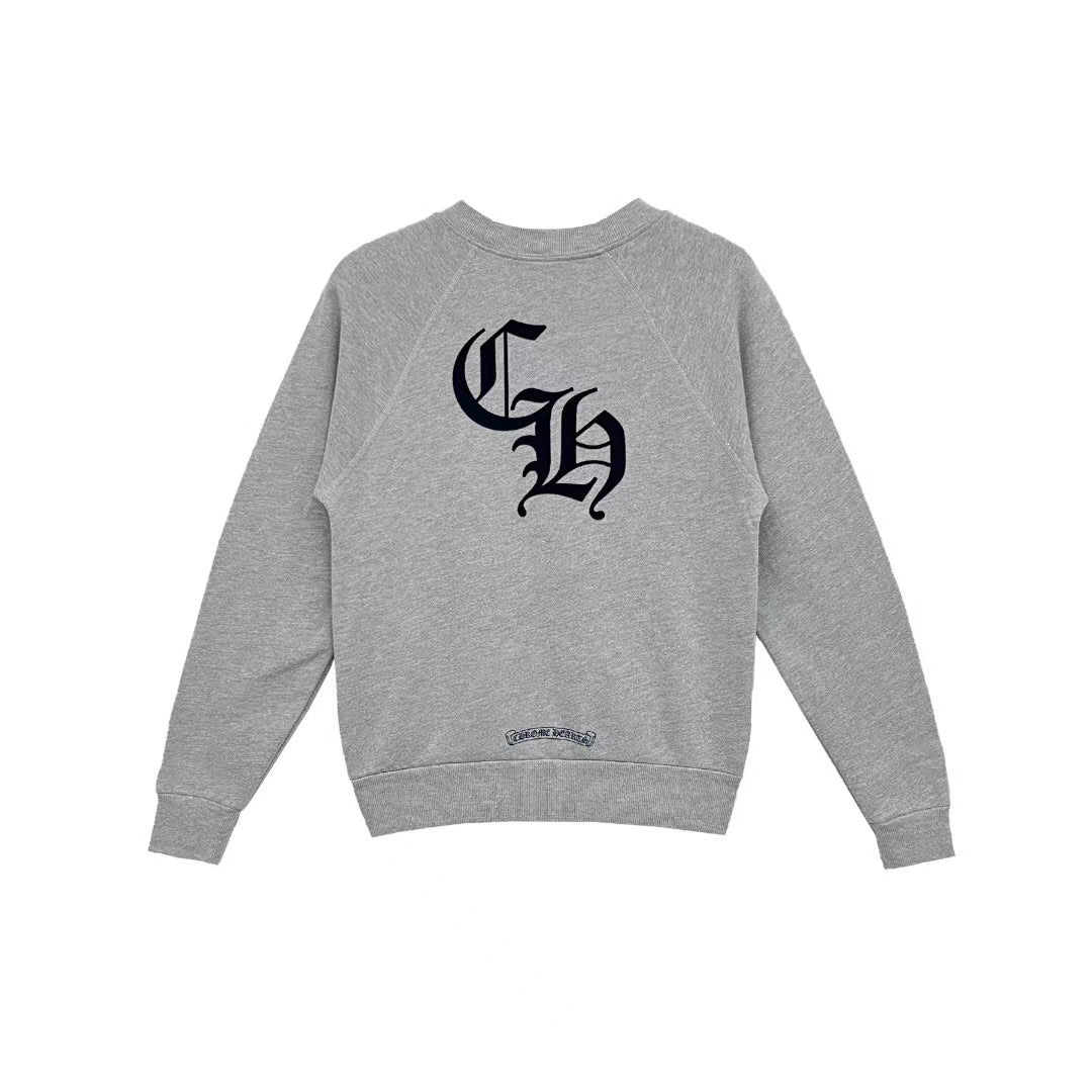 Chrome Hearts Triple Cross CH Letter Grey Sweatershirt - SRM