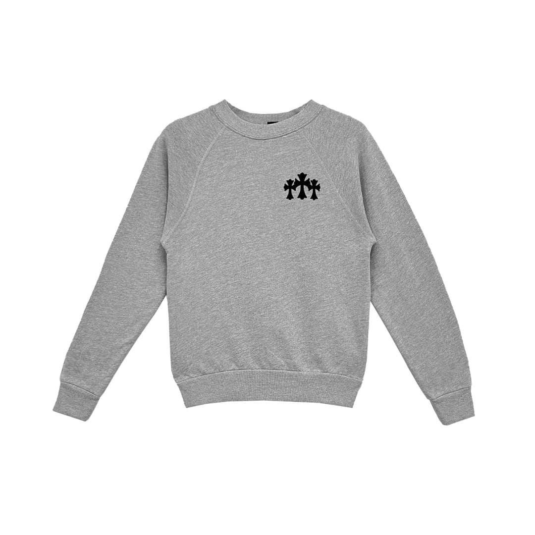 Chrome Hearts Triple Cross CH Letter Grey Sweatershirt - SHENGLI ROAD MARKET
