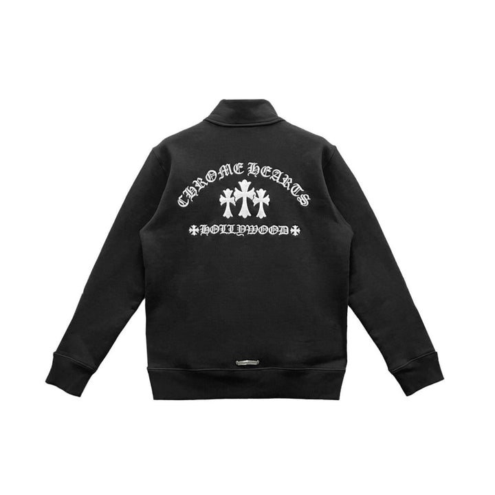 Chrome Hearts Triple Cross Embroidered Half Zip Hoodie - SHENGLI ROAD MARKET