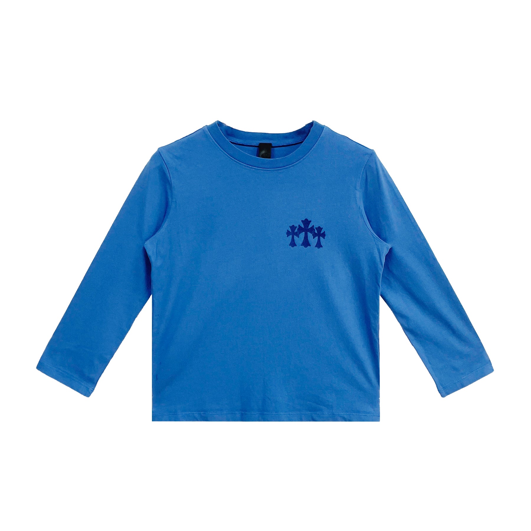 Chrome Hearts Triple Cross Hollywood Women Blue Long Sleeve Tee
