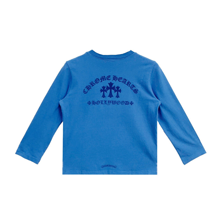 Chrome Hearts Triple Cross Hollywood Blue Long Sleeve T-Shirt Tee - SHENGLI ROAD MARKET