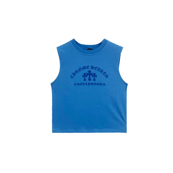 Chrome Hearts Triple Cross Hollywood Blue Tank Top - SHENGLI ROAD MARKET