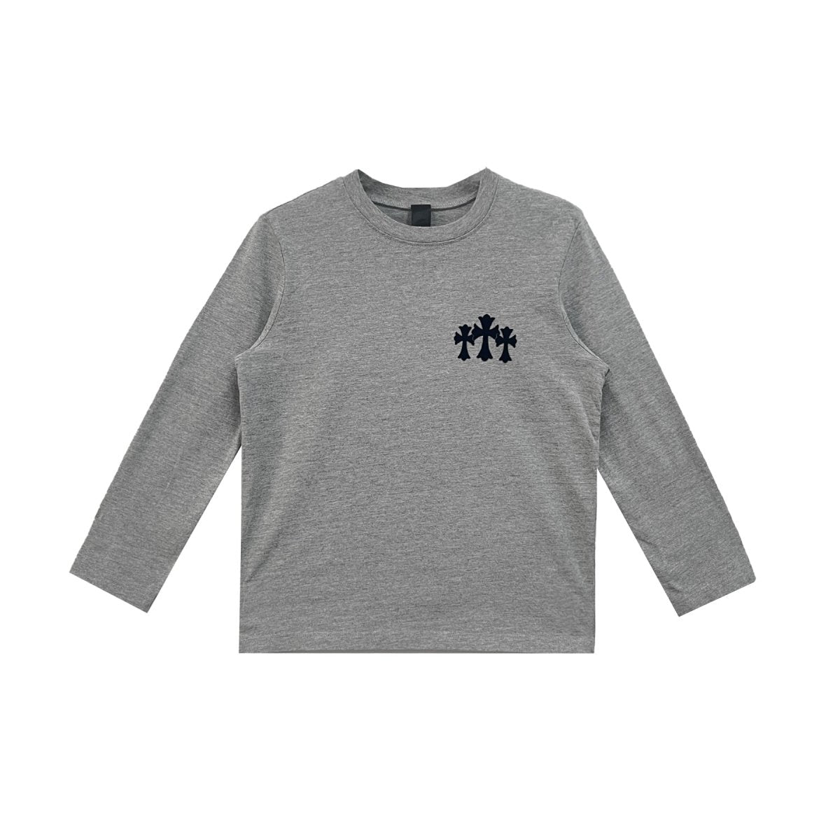 Chrome Hearts Triple Cross Hollywood Grey Long Sleeve T Chrome Hearts Triple Cross Hollywood Grey Long Sleeve T