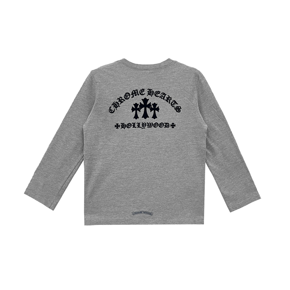 Chrome Hearts Triple Cross Hollywood Grey Long Sleeve T-Shirt Tee - SHENGLI ROAD MARKET