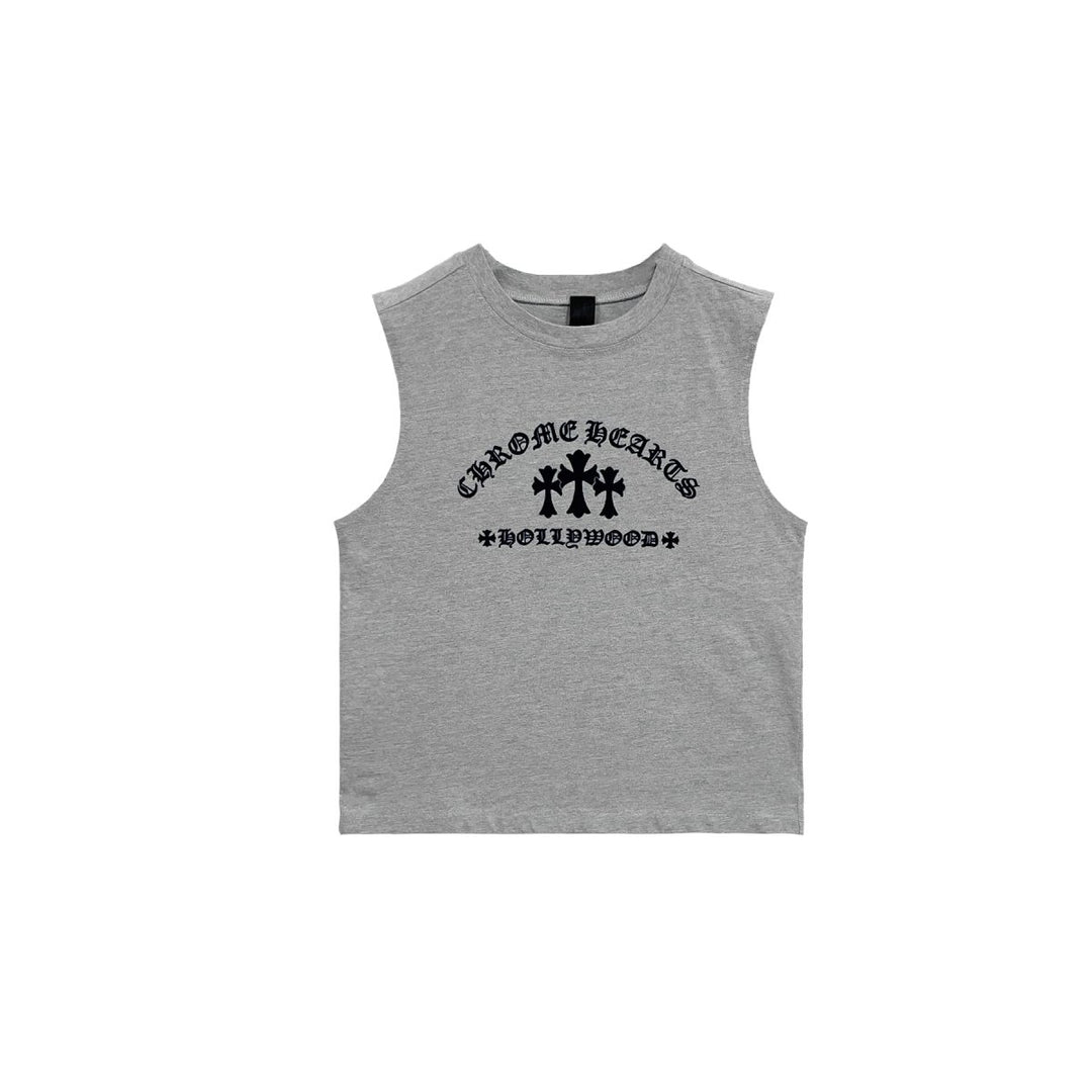 Chrome Hearts Triple Cross Hollywood Grey Tank Top - SHENGLI ROAD MARKET