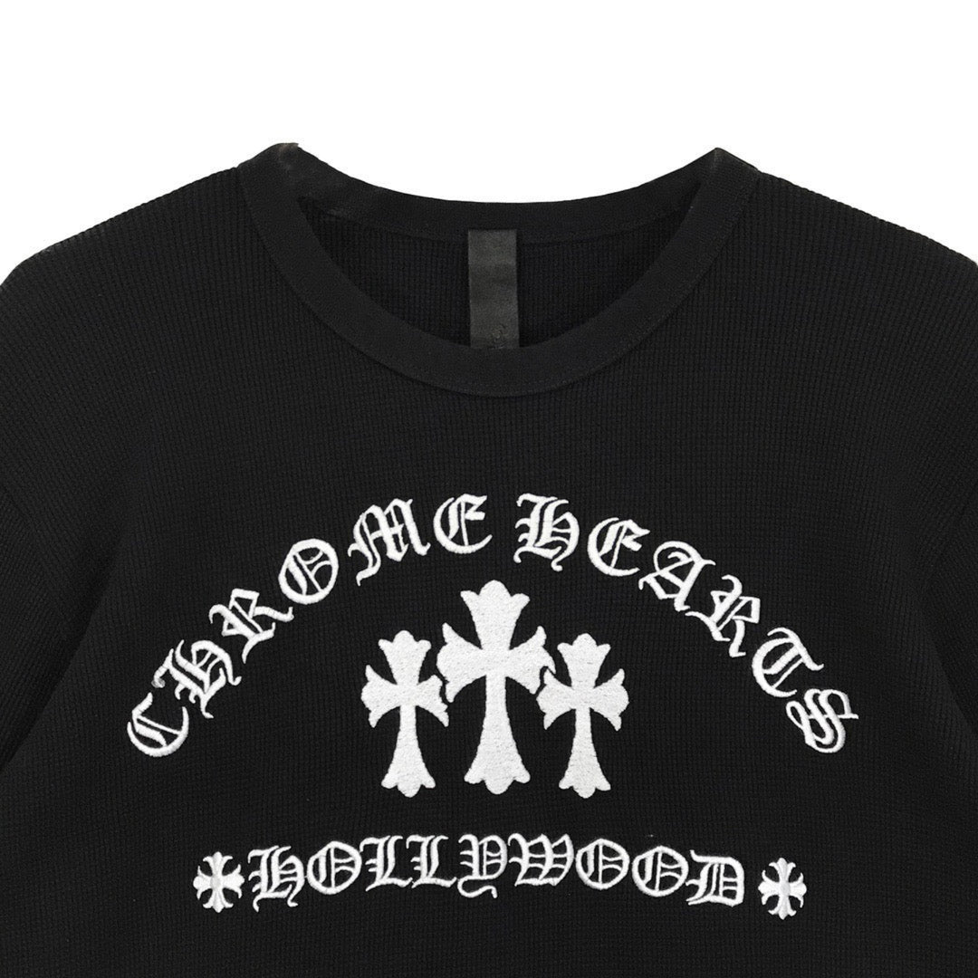 Chrome Hearts Triple Cross Hollywood Script Logo Long Sleeve Tee