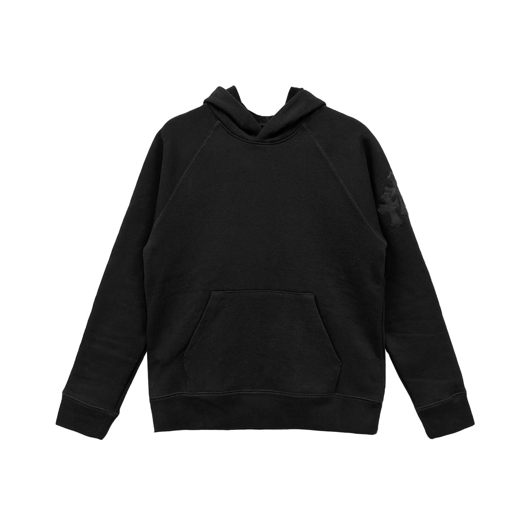 Chrome Hearts Triple Cross Leather Patch Black Pullover Hoodie - SHENGLI ROAD MARKET
