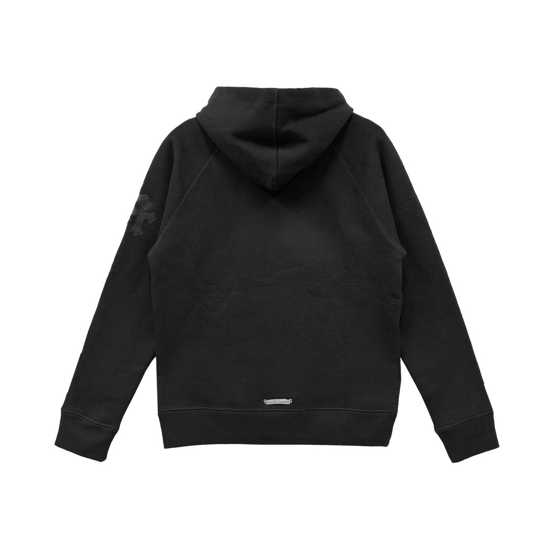 Chrome Hearts Triple Cross Leather Patch Black Pullover Hoodie - SHENGLI ROAD MARKET