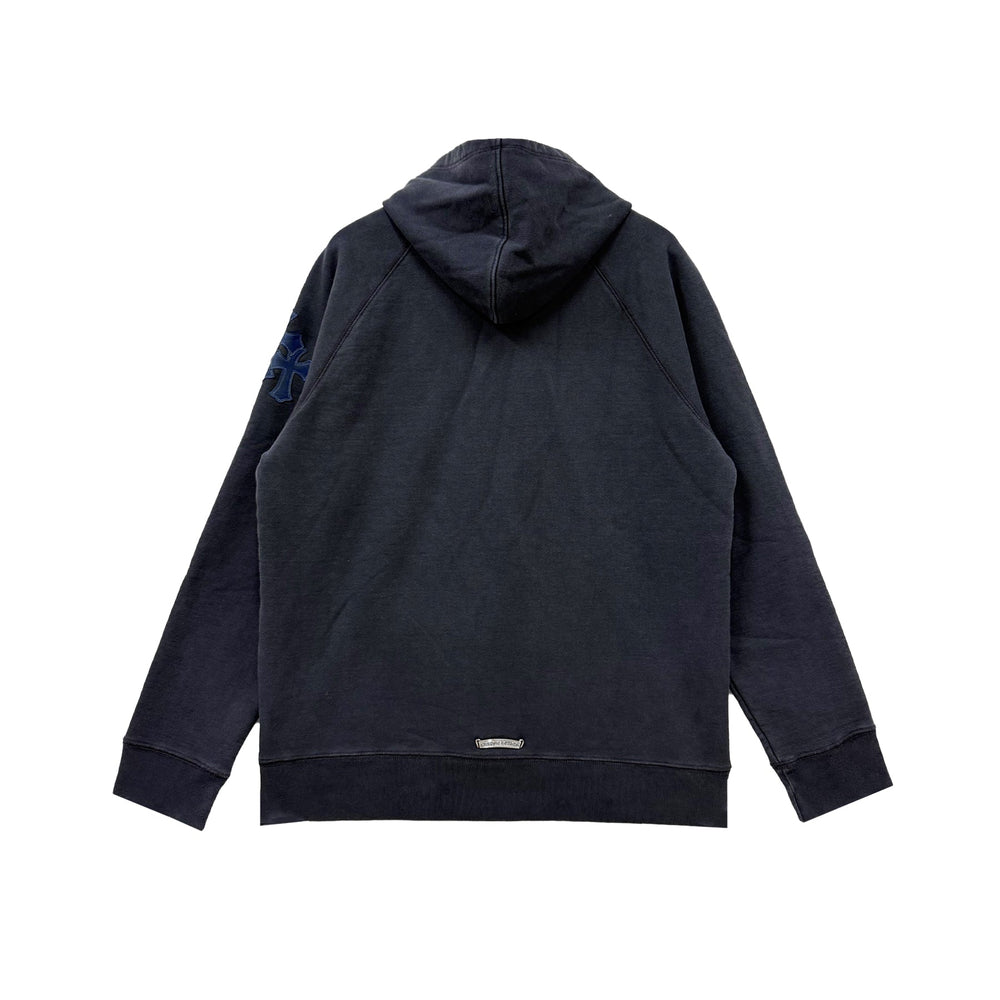 Chrome Hearts Triple Cross Leather Patch Navy Pullover Hoodie - SHENGLI ROAD MARKET