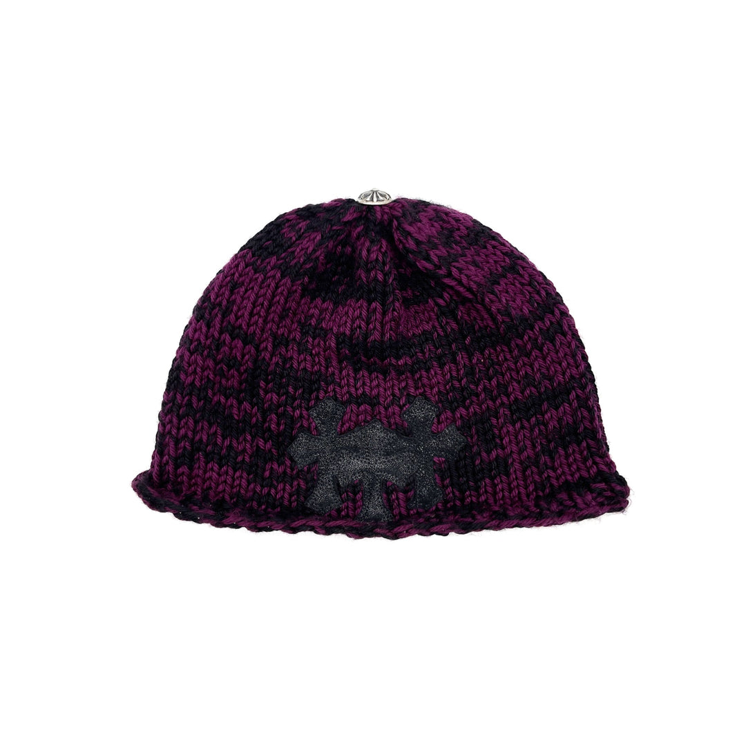 Chrome Hearts Triple Cross Patch Black&Purple Beanie - SHENGLI ROAD MARKET
