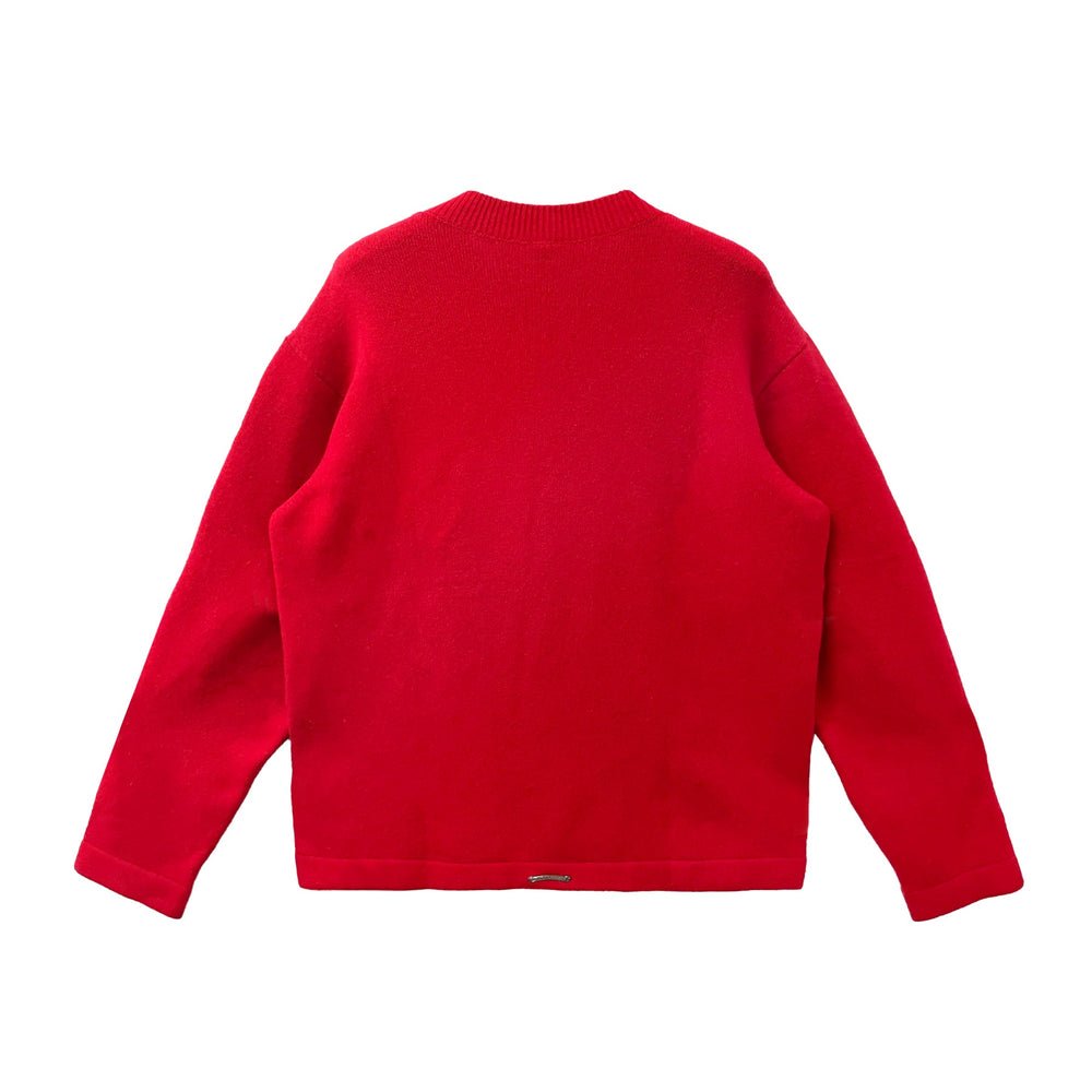 Chrome Hearts Triple Cross Patch Cashmere Red Crewneck Sweater - SHENGLI ROAD MARKET